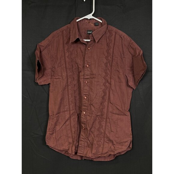 Guess SKU 513 Mens Maroon Short Sleeve Button Up Shirt Size XL - Picture 1 of 9